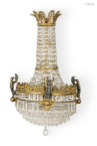 Empire style ceiling lamp with gilt bronze structure,