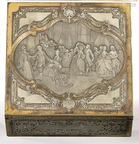 Silver and gold metal jewelry box, France 19th century.