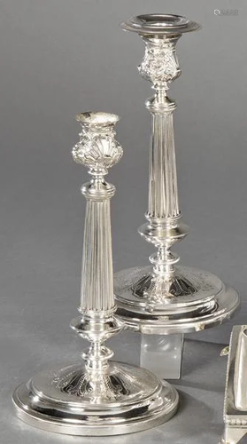 Pair of stamped Spanish silver candlesticks from