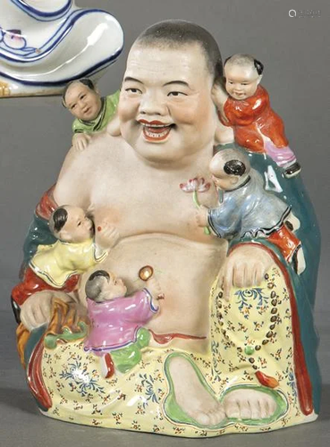 Ho-Shang with Children in partially glazed and