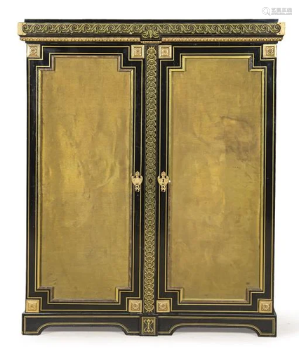 Napoleon III two-door wardrobe stamped GROS in ebonized