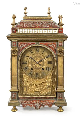 Louis XIV style table clock with tortoiseshell and