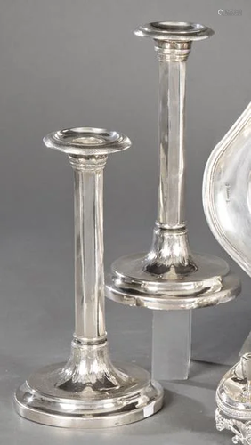 Pair of stamped Spanish silver candlesticks by Narc�s