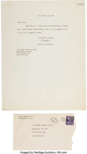 47331: Albert Einstein Typed Letter Signed. One page, 8