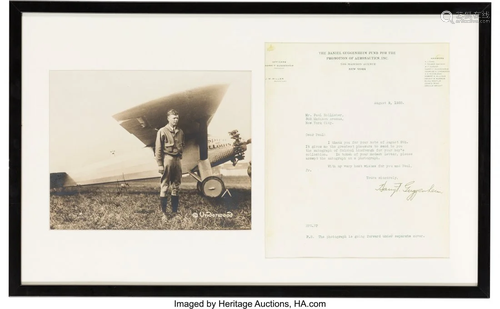 47358: Charles Lindbergh Signed Photograph. 8.5