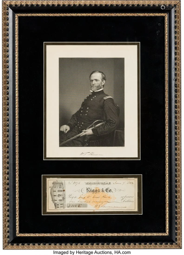 47471: William T. Sherman Signed Check. 7.5