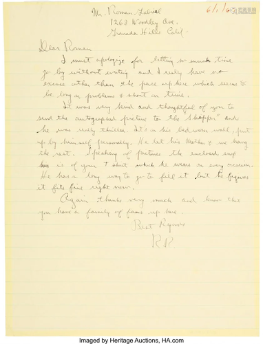 47287: Ronald Reagan Autograph Letter Signed with Initi