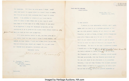 47251: Theodore Roosevelt Typed and Annotated Letter Si