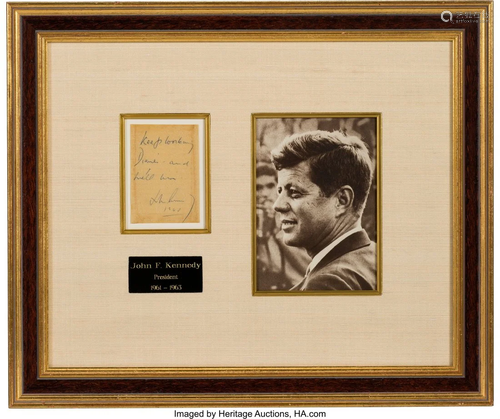 47278: John F. Kennedy Autograph Note Signed. One page