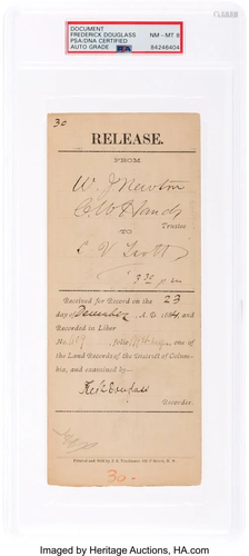 47382: Frederick Douglass Signed Land Deed. 3.5