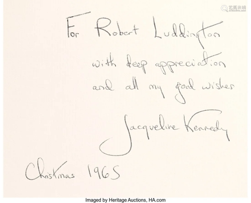 47280: Jacqueline Kennedy Inscribed and Signed Presenta