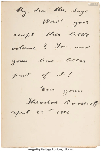 47254: Theodore Roosevelt Inscribed and Signed Copy of