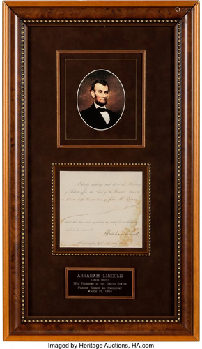 47225: Abraham Lincoln Signed Document. One page, 6.5