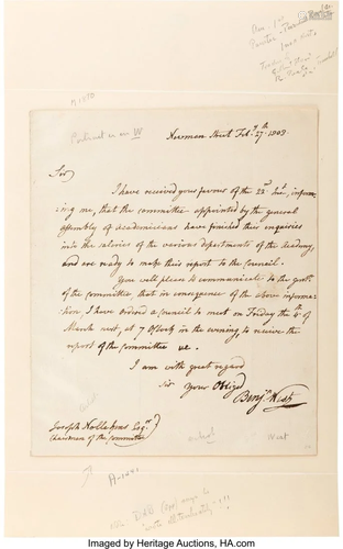 47676: Benjamin West Autograph Letter Signed. One page