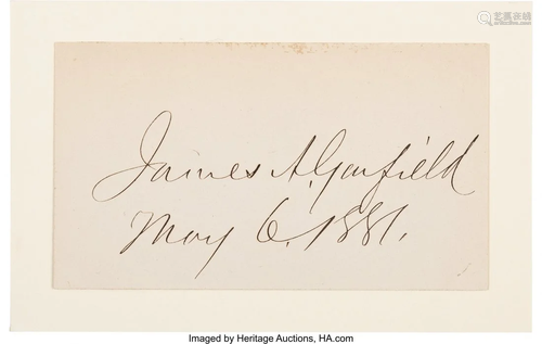 47244: James Garfield Card Signed as President with Eng