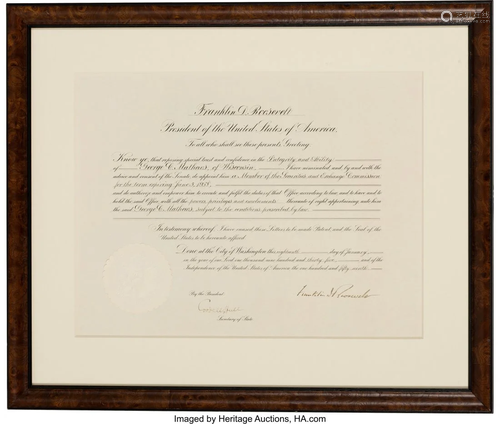 47264: Franklin D. Roosevelt Signed Appointment. One p