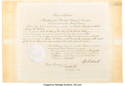 47238: Ulysses S. Grant Appointment Signed. One page,