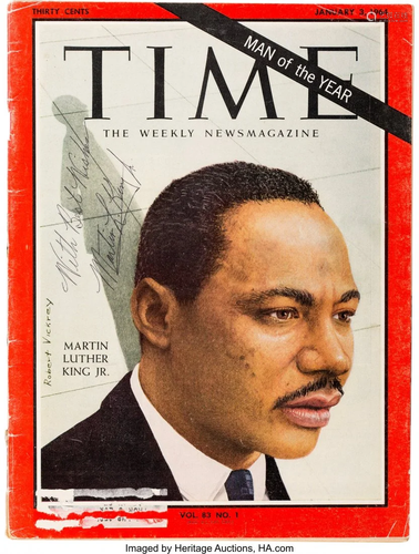 47365: Martin Luther King Jr. Time Magazine Cover Signe