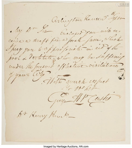 47374: George Washington Parke Custis Autograph Letter