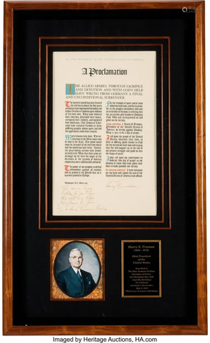 47268: Harry S. Truman Inscribed and Signed Proclamatio