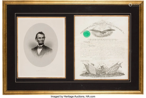 47222: Abraham Lincoln Military Appointment Signed. On