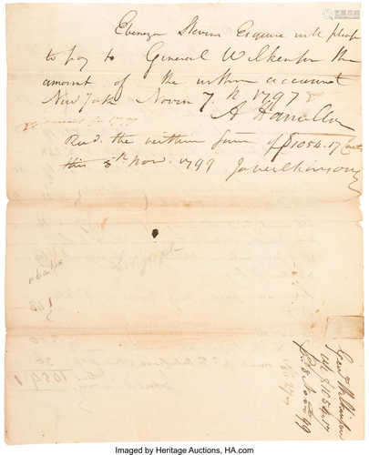 47030: Alexander Hamilton Document Signed. One page, 8