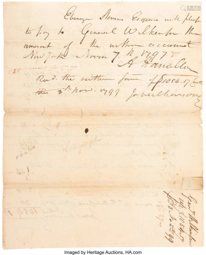 47030: Alexander Hamilton Document Signed. One page, 8