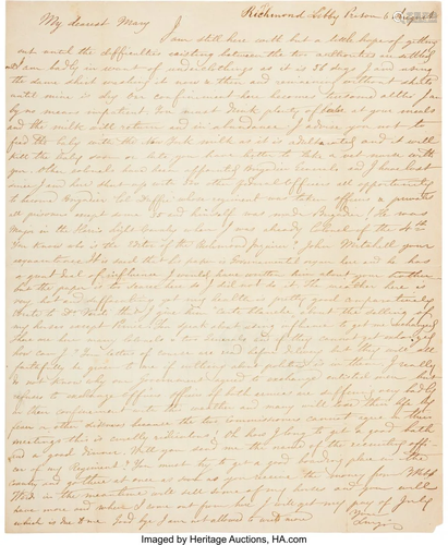 47064: [Civil War-Libby Prison]. Autograph Letter Signe