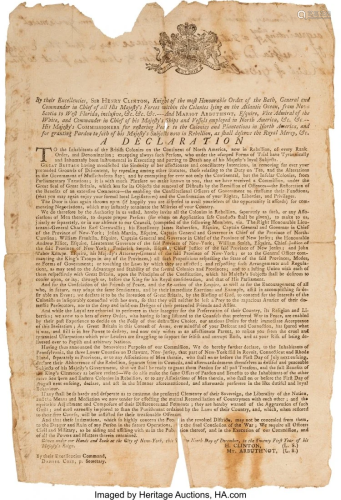 47015: [Revolutionary War]. Henry Clinton Broadside. O