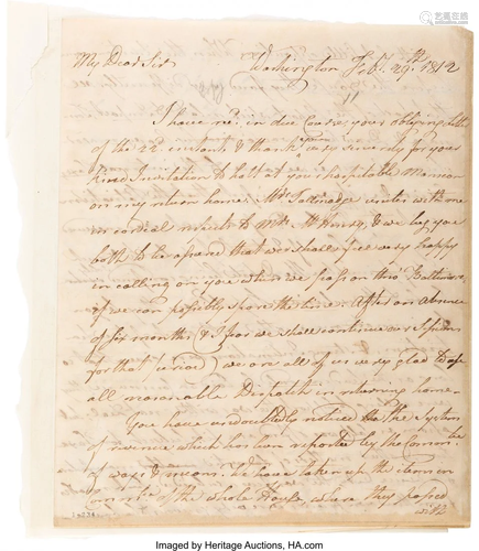 47044: Benjamin Tallmadge Autograph Letter Signed. Four