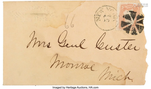 47067: George Custer Signed Envelope. 5.25