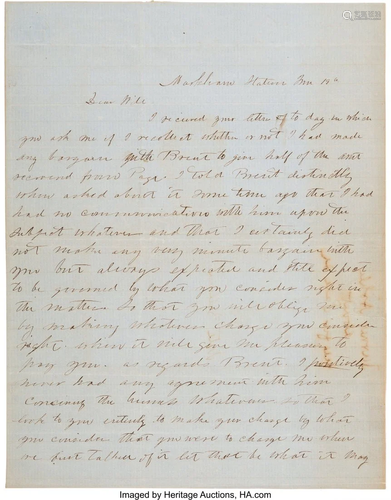 47059: Turner Ashby Autograph Letter Signed. One page,