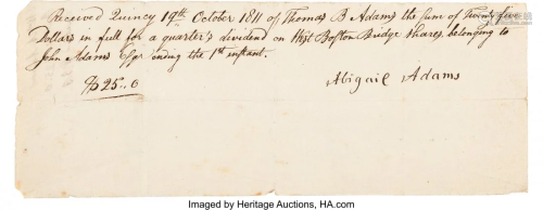 47176: Abigail Adams Document Signed. One page, 7.75