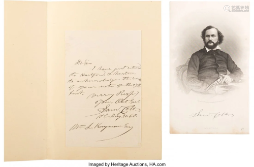 47012: Samuel Colt Autograph Letter Signed. One page, 5