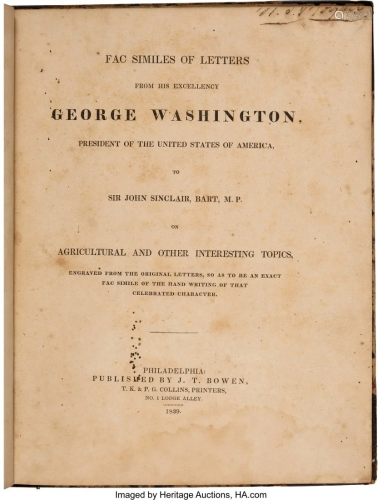 47172: [George Washington]. Facsimiles of Letters from