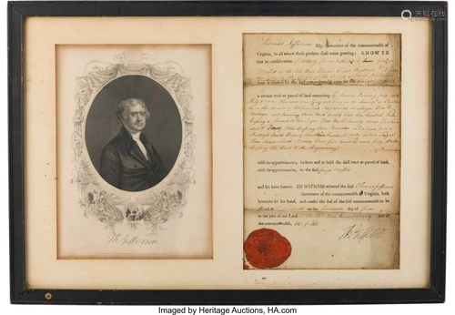 47183: Thomas Jefferson Document Signed as Governor of