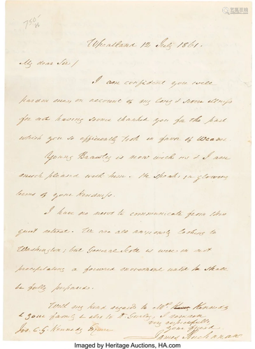 47213: James Buchanan Autograph Letter Signed. One pag