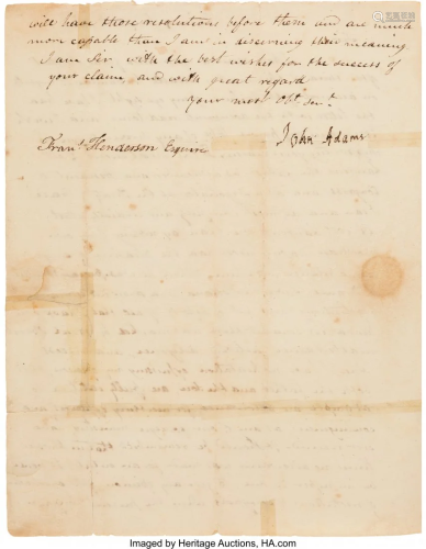 47173: John Adams Letter Signed 