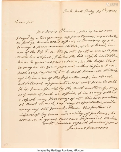 47188: James Monroe Autograph Letter Signed. One page