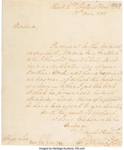 47158: George Washington Autograph Letter Signed. One