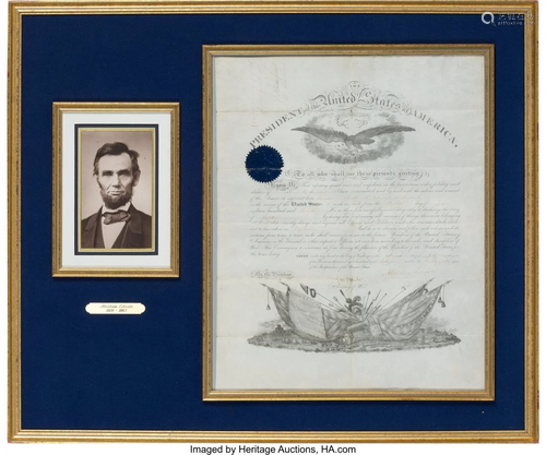 47216: Abraham Lincoln Military Appointment Signed. On