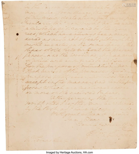 47164: George Washington Partial Autograph Letter Signe