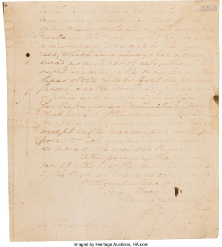 47164: George Washington Partial Autograph Letter Signe