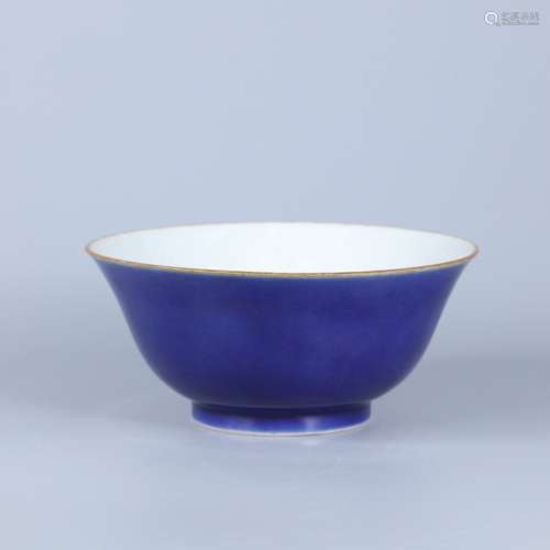 清乾隆 霁蓝釉描金碗