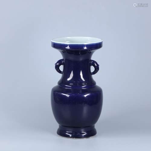 清乾隆 霁蓝釉盘口瓶