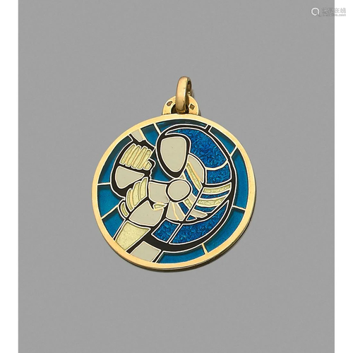 ARTHUS BERTRAND Art Deco pendant in 18k yellow gold