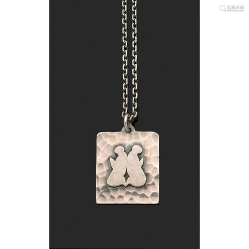 Jean DESPRES (1889-1980) Pendant in hammered silver