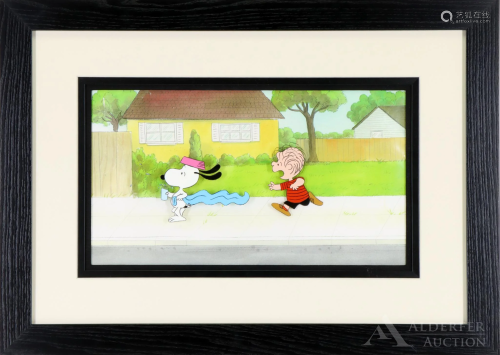 Peanuts Original Production Cel of Linus & Snoopy