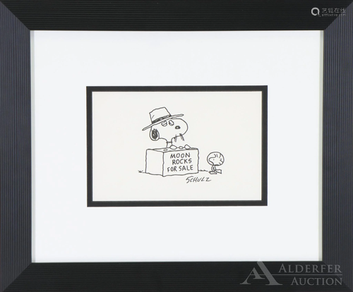 Peanuts Original Pen & Ink Drawing of Spike and