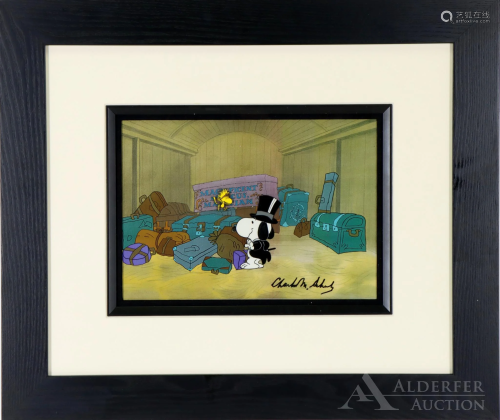 Peanuts Original Production Cel of Snoopy and Woodstock